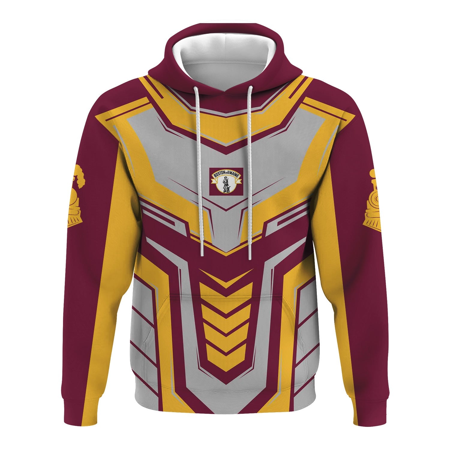 Railspirit Personalized Boston and Maine Railroad Hoodie Armor-Inspired Design Train Zip Up Hoodie All Over Print