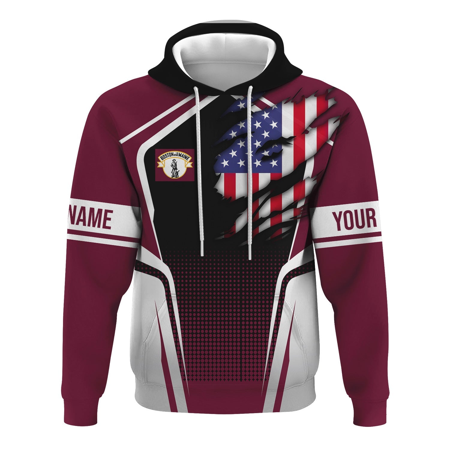 Railspirit Personalized Boston and Maine Railroad Hoodie American Eagle Vintage Train Zip Up Hoodie