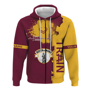 Railspirit Personalized Boston and Maine Railroad Hoodie Engine Heartbeat and Track Love Style Zip Up Hoodie Gift Idea For Train Lovers
