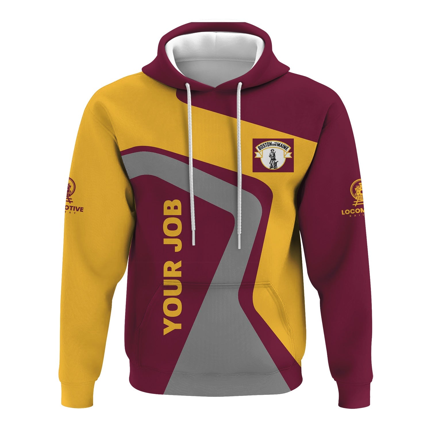 Railspirit Personalized Boston and Maine Railroad Hoodie Unique Design with Custom Job Position Train Zip Up Hoodie