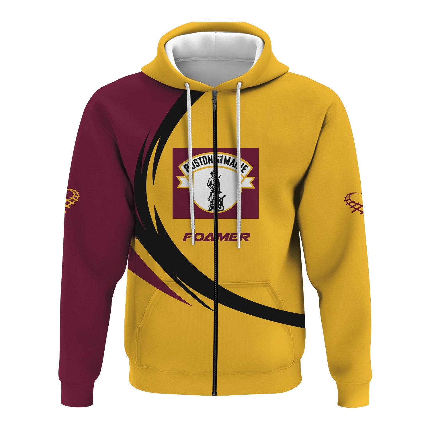 Railspirit Personalized Boston and Maine Railroad Hoodie Unique Graphic Style Zip Up Hoodie For Train Enthusiasts