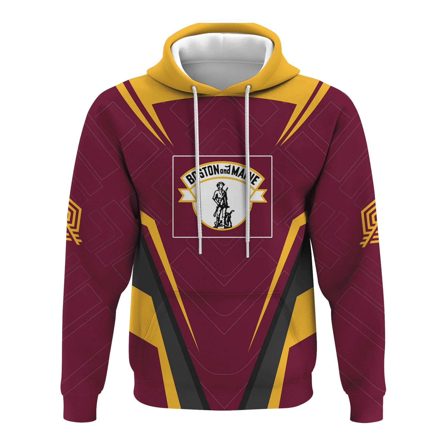 Railspirit Personalized Boston and Maine Railroad Hoodie Railway Inspired Apparel Train Zip Up Hoodie For Train Lovers