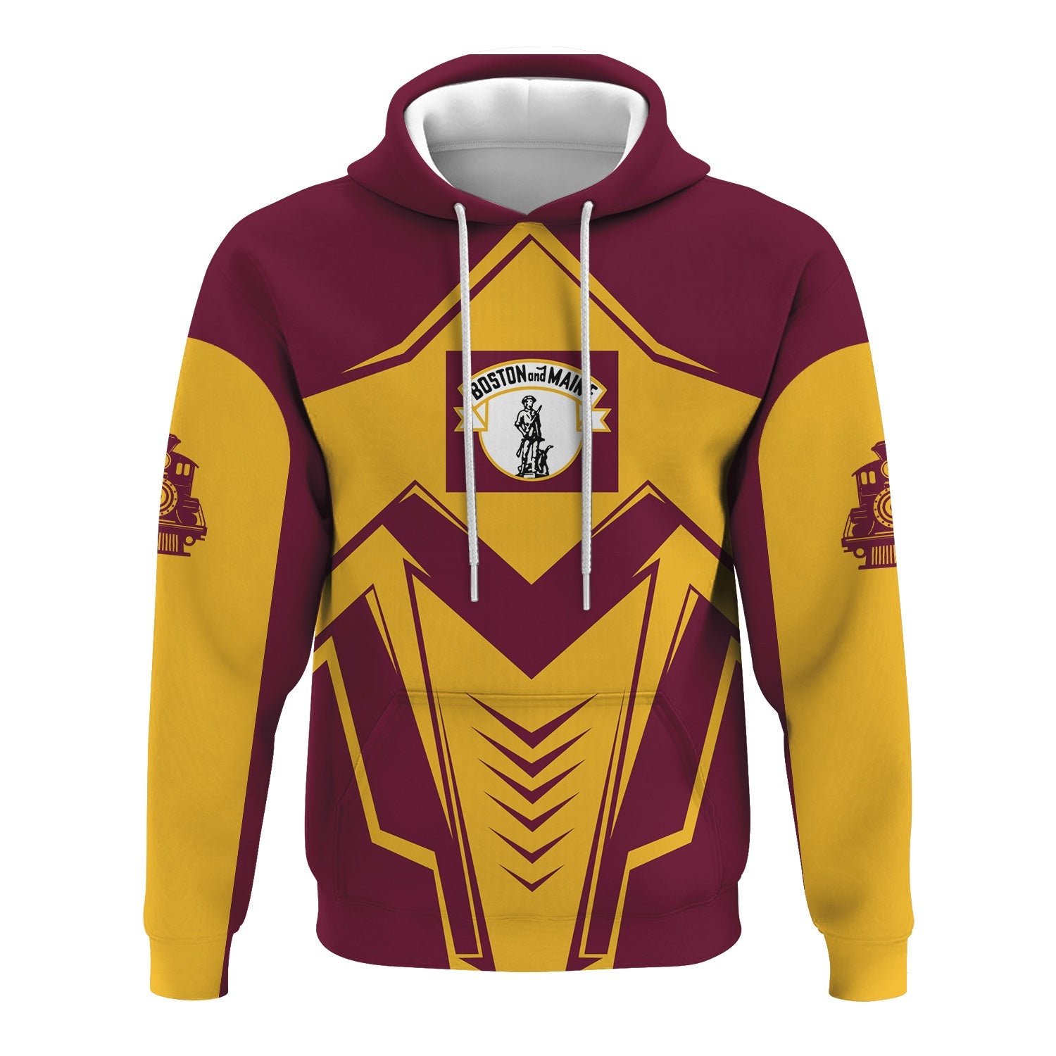 Railspirit Personalized Boston and Maine Railroad Hoodie Railway Trainspotter Style Zip Up Hoodie Gift Idea For Foamers