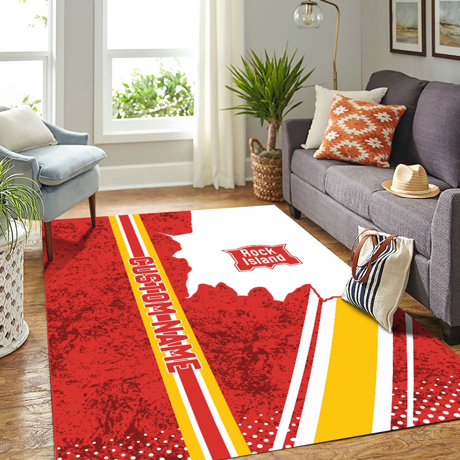 Railspirit Personalized Chicago, Rock Island and Pacific Railroad Area Rug Vintage Rock Island Railroad All Over Printed Rug