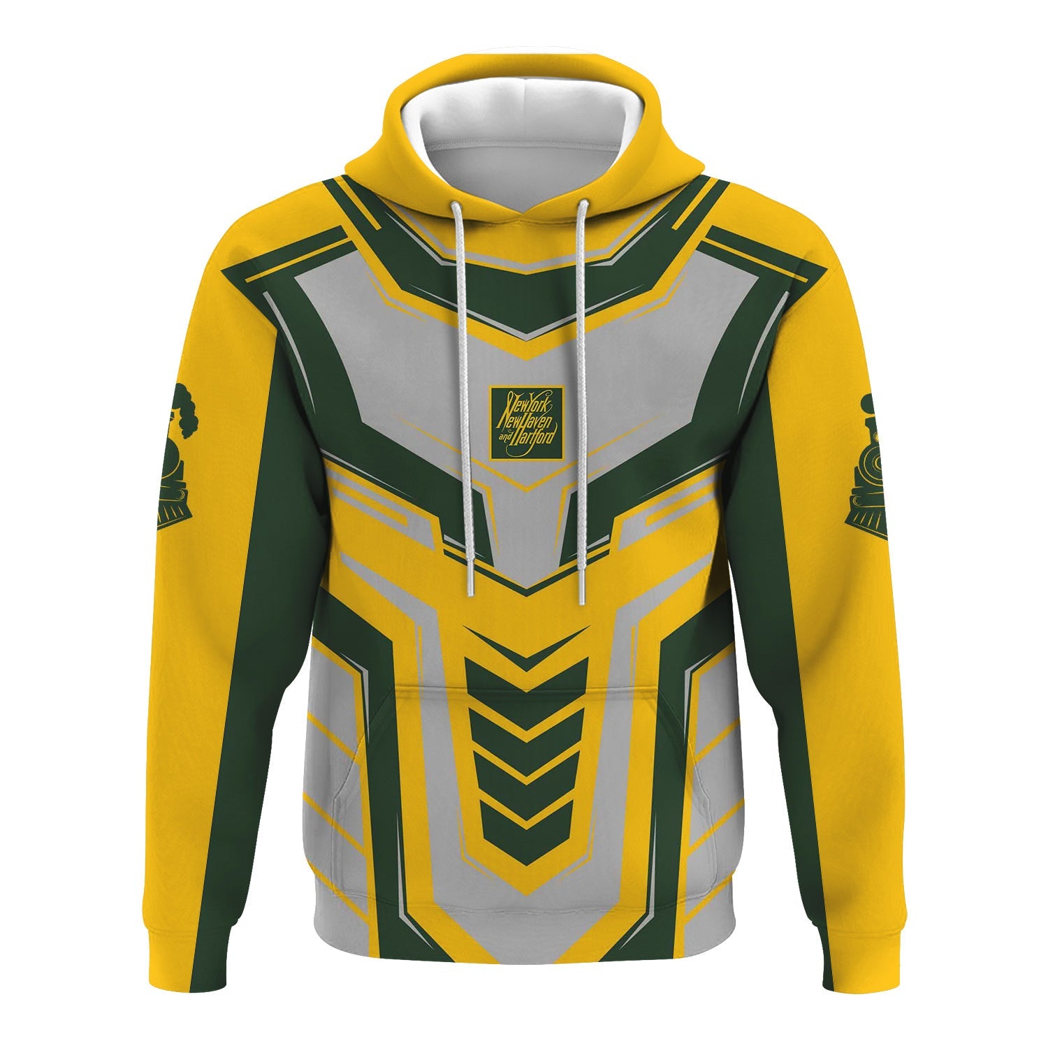 Railspirit Personalized New York, New Haven and Hartford Railroad Hoodie Armor-Inspired Design New Haven Railroad Train Zip Up Hoodie All Over Print