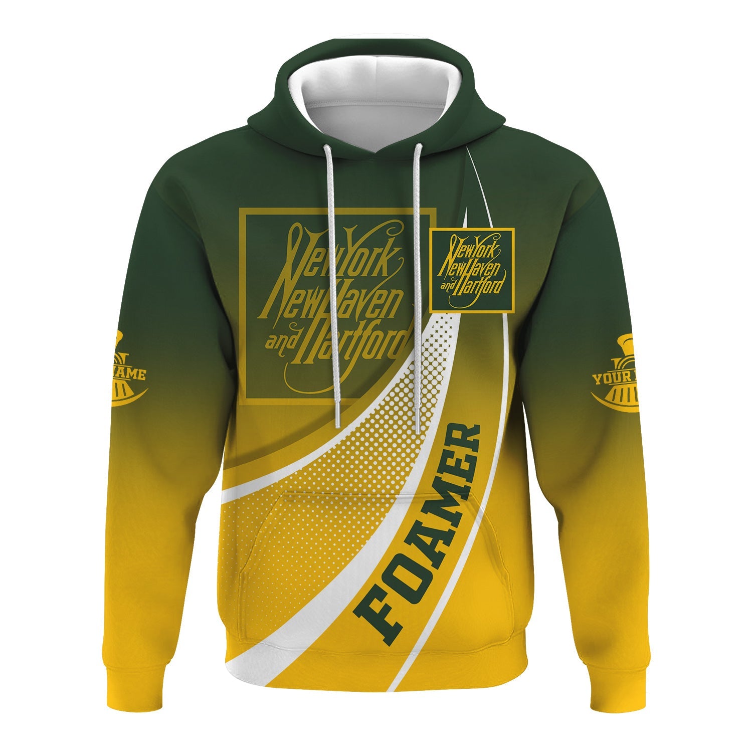 Railspirit Personalized New York, New Haven and Hartford Railroad Hoodie Railway-Themed Style New Haven Railroad Zip Up Hoodie Gift For Trainspotter