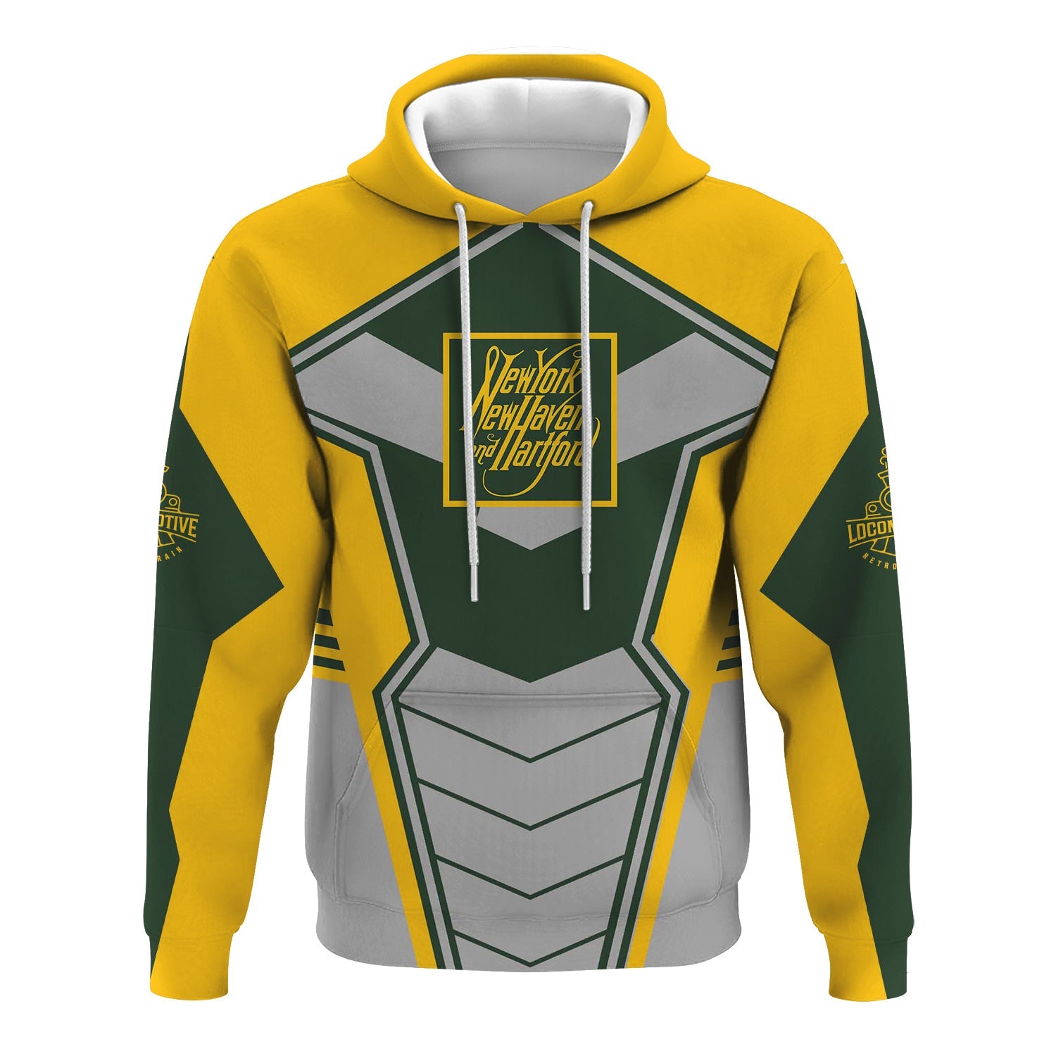 Railspirit Personalized New York, New Haven and Hartford Railroad Hoodie Engine-Inspired Style New Haven Railroad Train Zip Up Hoodie