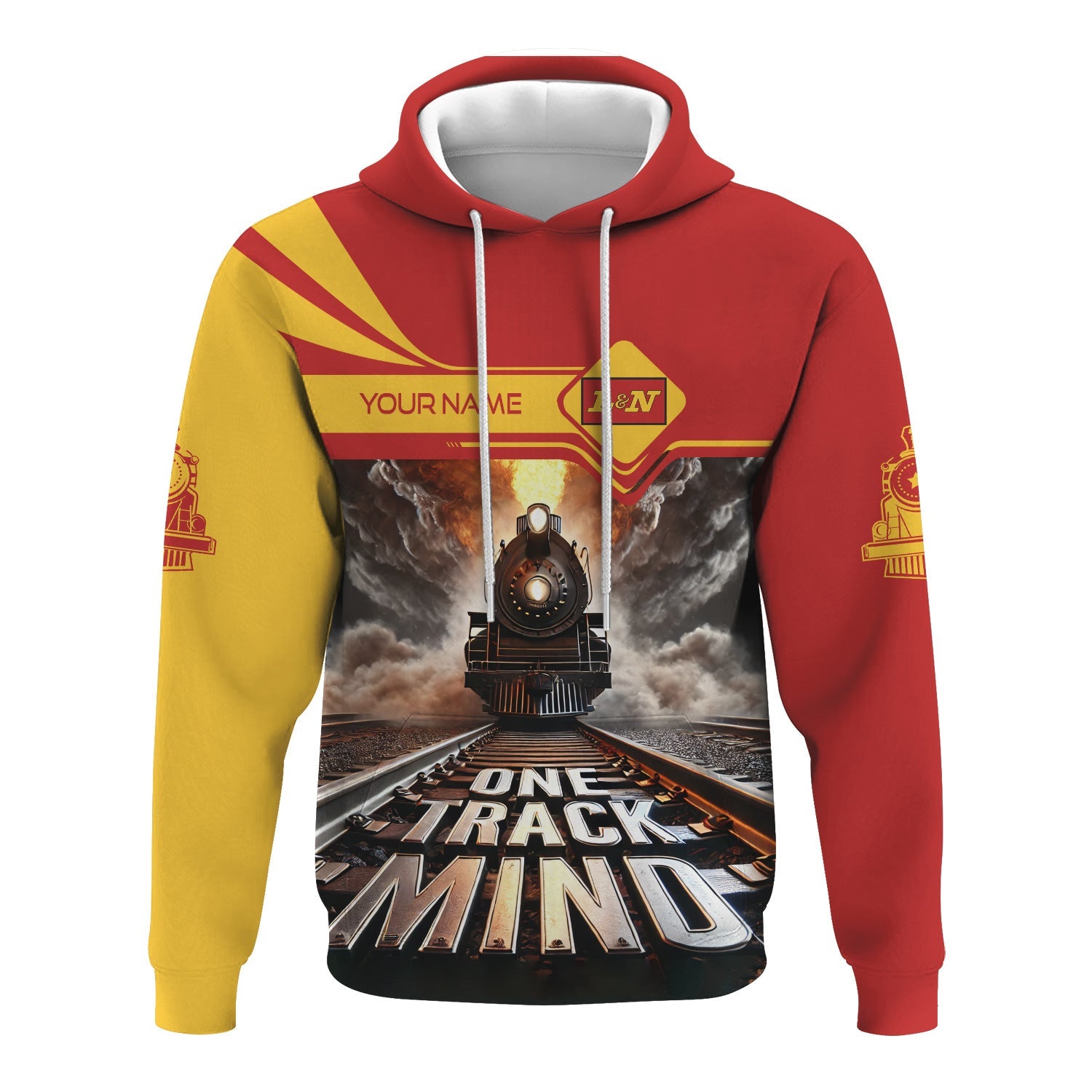 Railspirit Personalized Louisville and Nashville Railroad Hoodie One Track Mind L&N Train Printed ZIp Up Hoodie