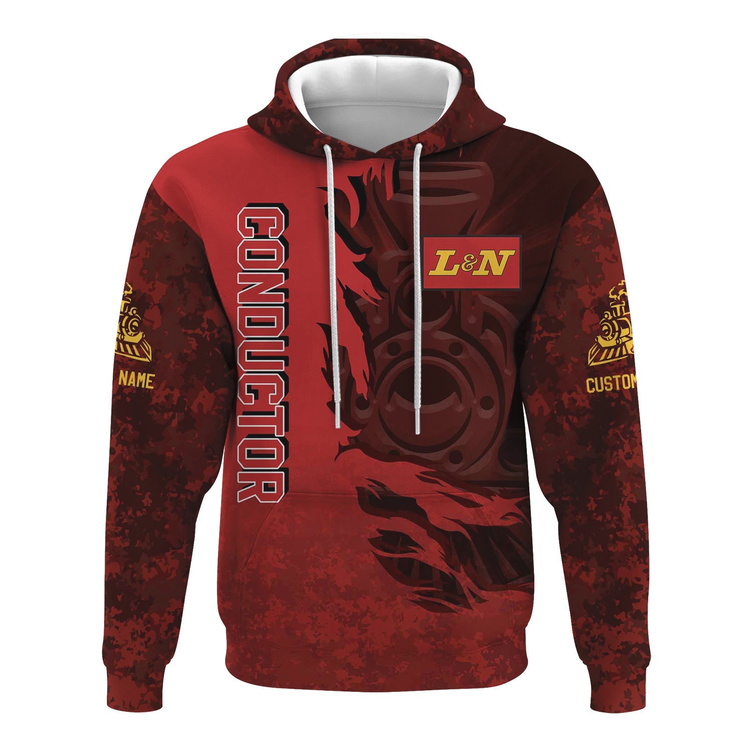 Railspirit Personalized Louisville and Nashville Railroad Hoodie Blazing Style with Custom Position L&N Train Zip Up Hoodie