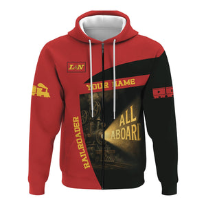 Railspirit Personalized Louisville and Nashville Railroad Hoodie All Aboard Steam Train Movie Projector Style L&N Zip Up Hoodie