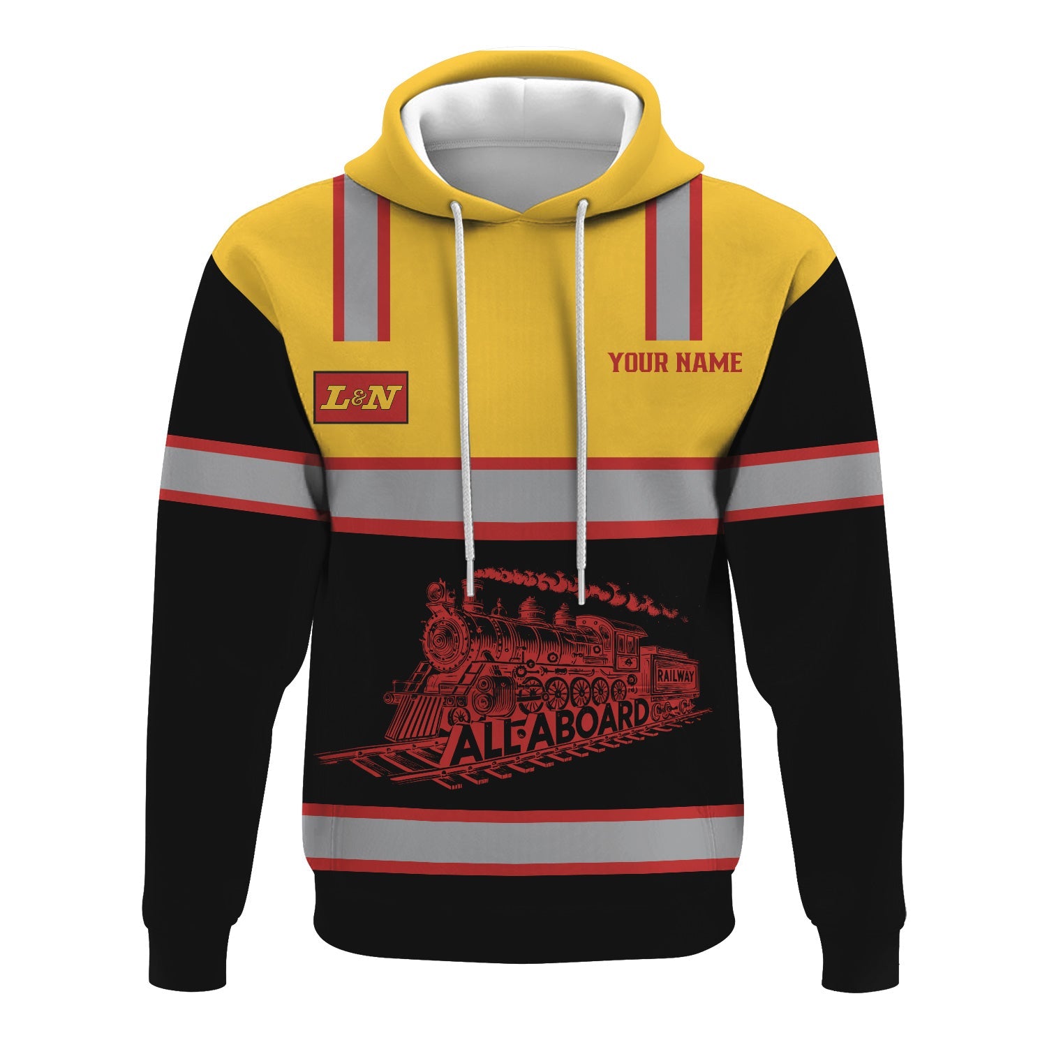 Railspirit Custom Name Louisville and Nashville Railroad Hoodie Eat Train Sleep Repeat L&N Printed Train Zip Hoodie