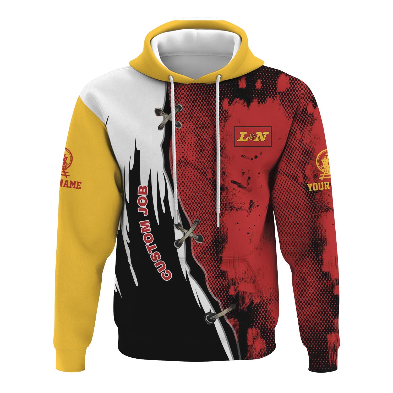 Railspirit Personalized Louisville and Nashville Railroad Hoodie Retro Stitches Design with Custom Position L&N Train Zip Up Hoodie