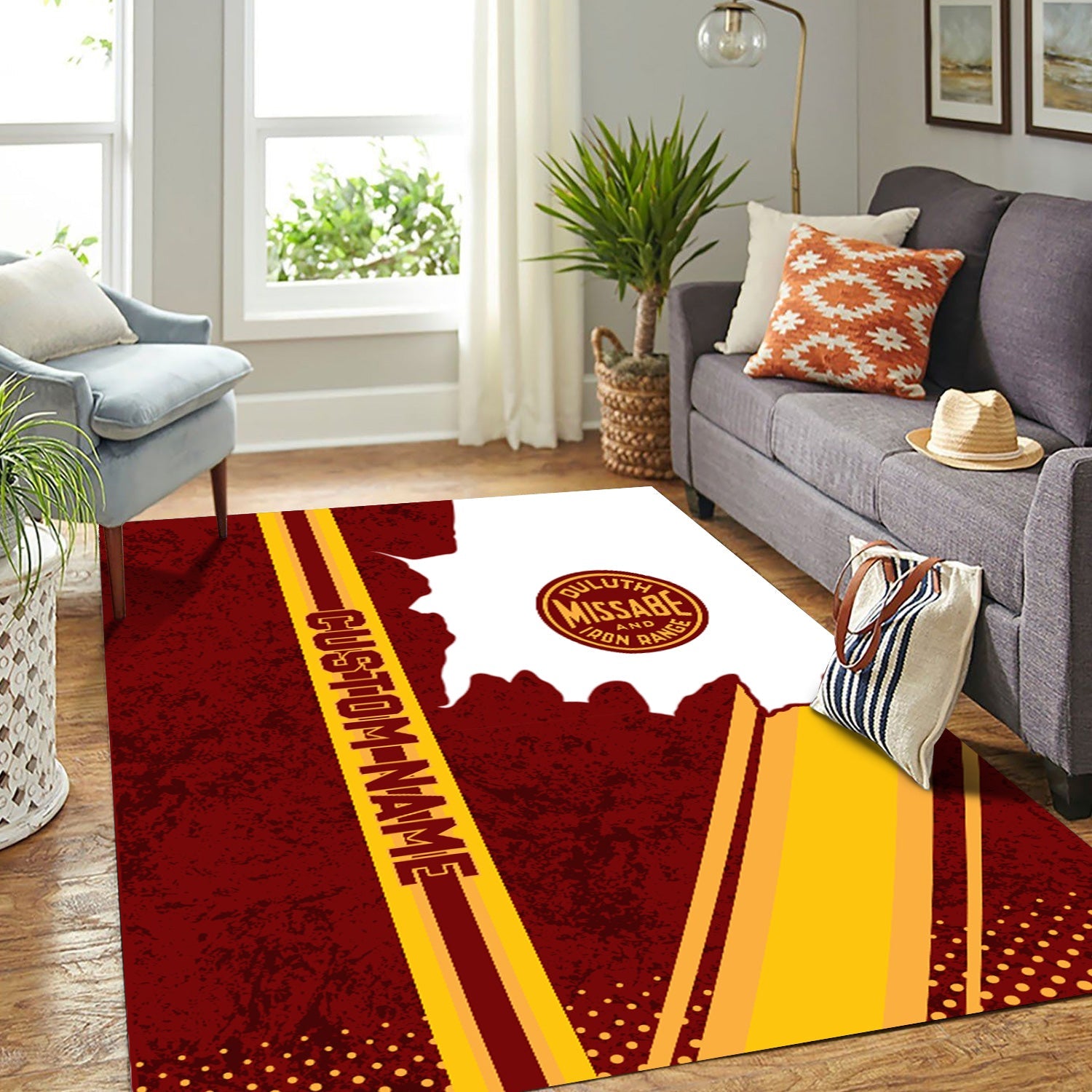 Railspirit Personalized Duluth, Missabe, & Iron Range Railroad Area Rug Vintage All Over Printed Rug