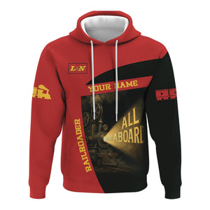 Railspirit Personalized Louisville and Nashville Railroad Hoodie All Aboard Steam Train Movie Projector Style L&N Zip Up Hoodie