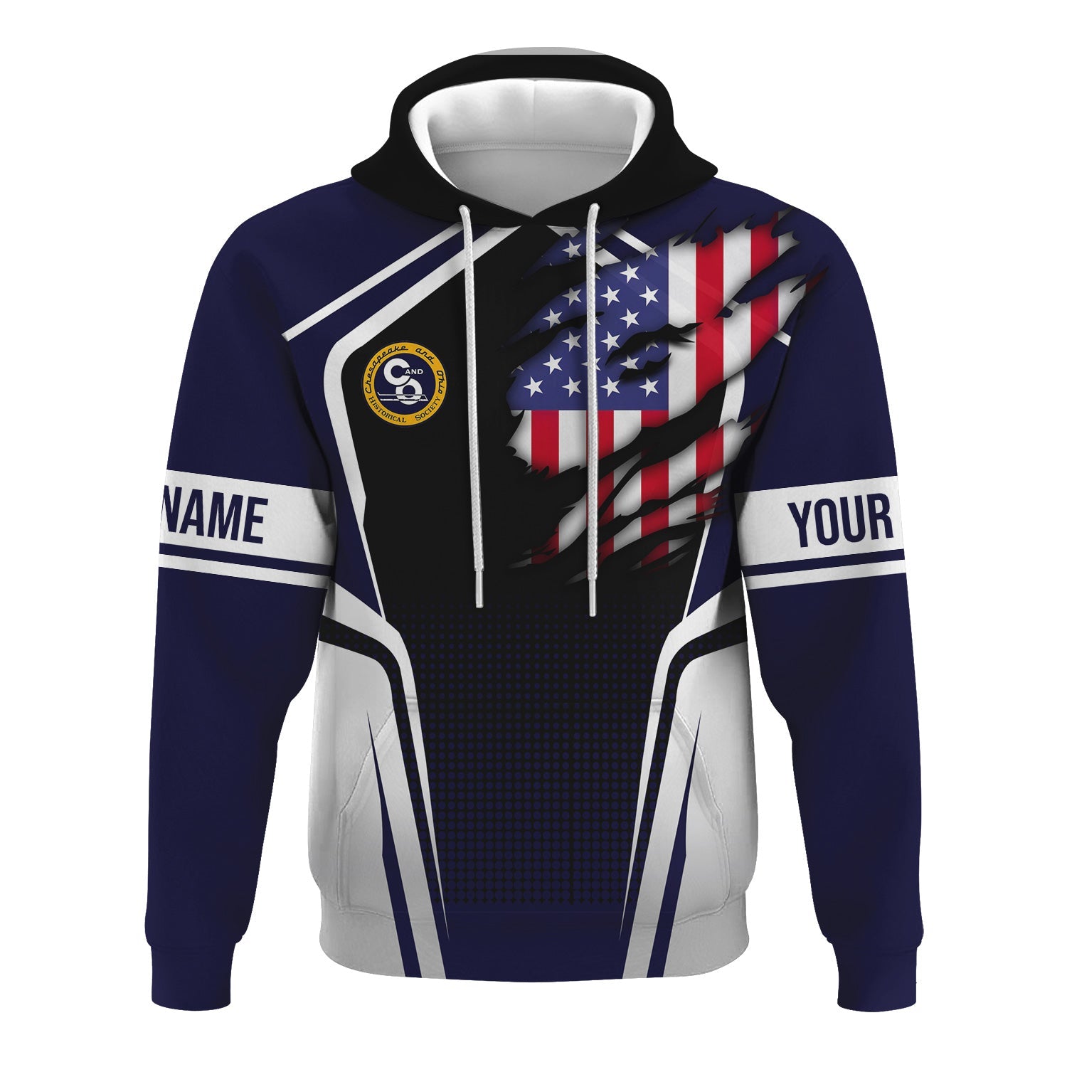 Railspirit Personalized Chesapeake and Ohio Railway Hoodie American Eagle Vintage Train C&O Zip Up Hoodie