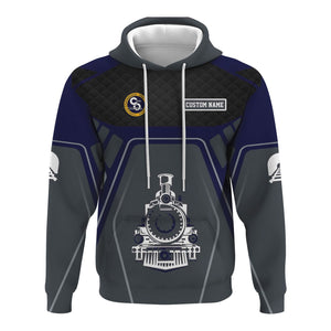 Railspirit Personalized Chesapeake and Ohio Railway Hoodie Steam Locomotive Engine Graphic C&O Train Zip Up Hoodie All Over Print