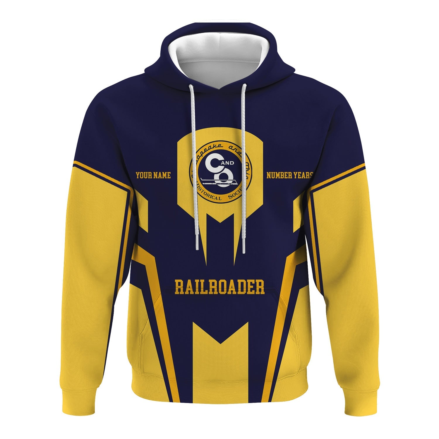 Railspirit Personalized Chesapeake and Ohio Railway Hoodie Custom Year Railroader C&O Zip Up Hoodie Gift Idea For Train Lover