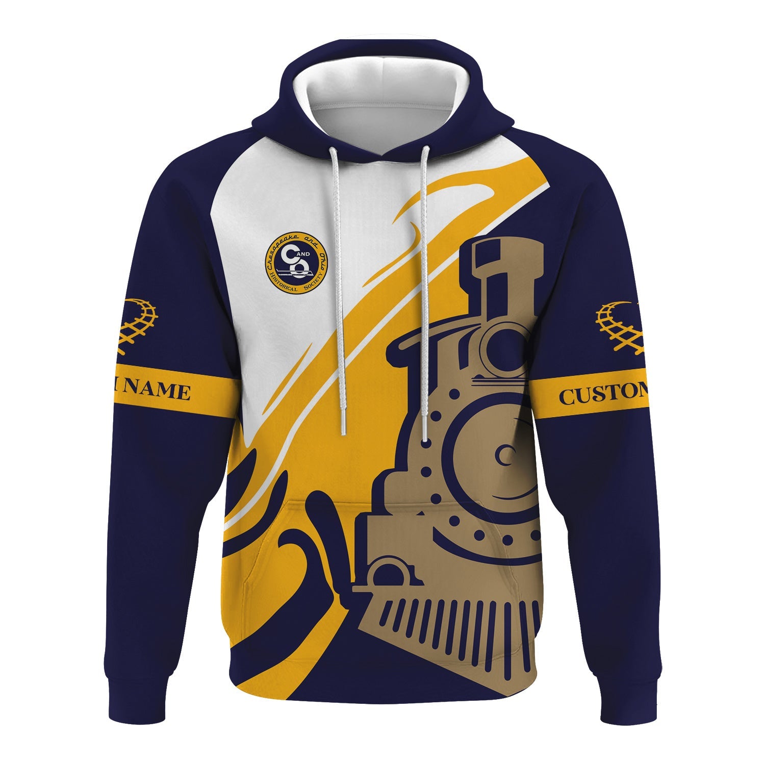 Railspirit Personalized Chesapeake and Ohio Railway Hoodie Flame-Inspired Style C&O Zip Up Hoodie Gift Idea For Train Lovers