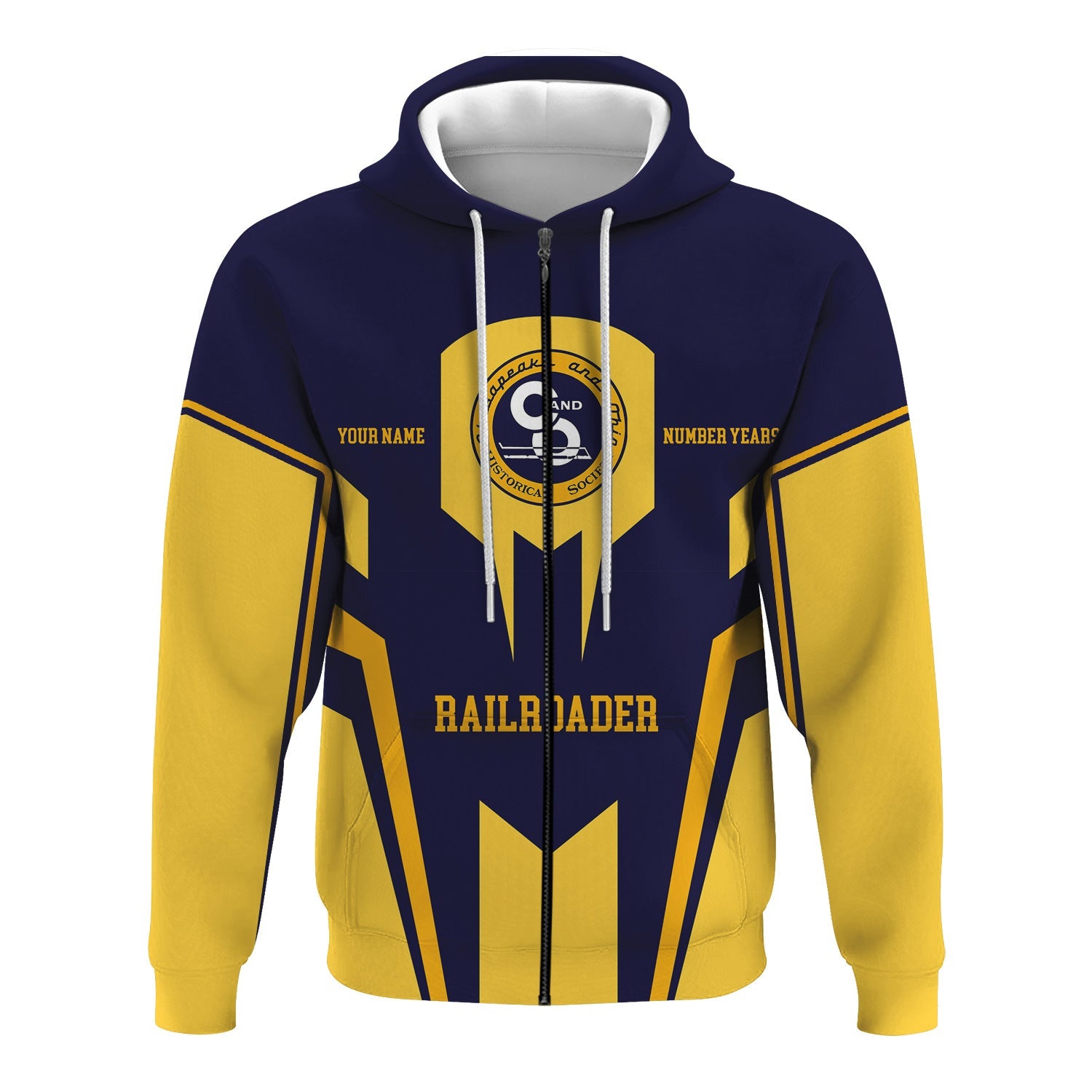Railspirit Personalized Chesapeake and Ohio Railway Hoodie Custom Year Railroader C&O Zip Up Hoodie Gift Idea For Train Lover