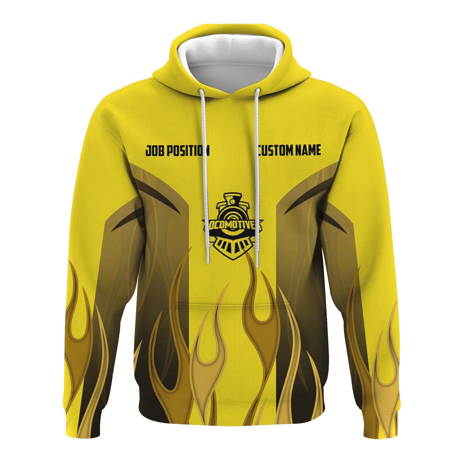 Railspirit Custom Name and Job Title Clinchfield Railroad Hoodie Flame Graphic Train Zip Up Hoodie
