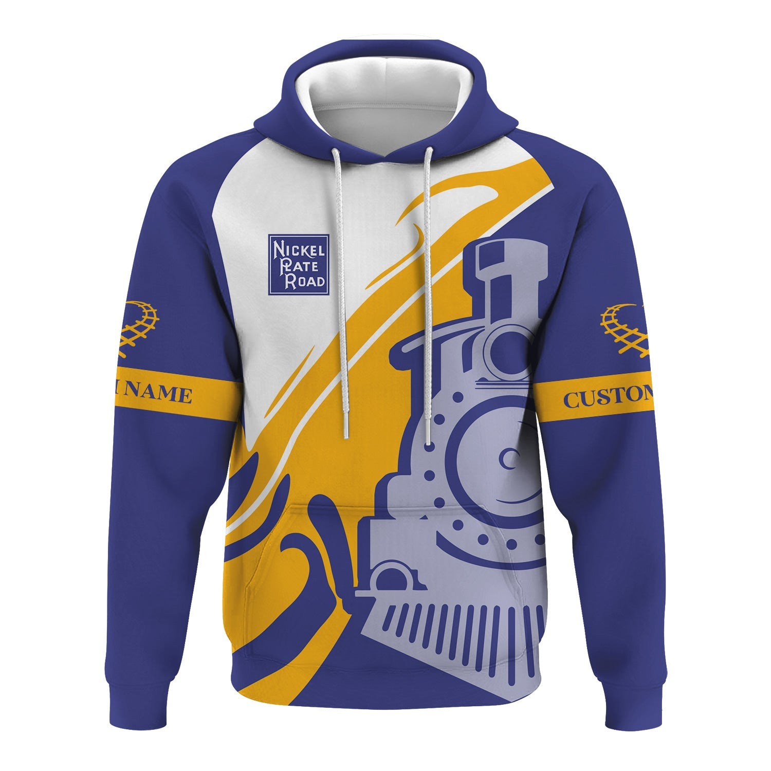 Railspirit Personalized New York, Chicago and St. Louis Railroad Hoodie Flame-Inspired Style Nickel Plate Road Zip Up Hoodie Gift For Train Lovers