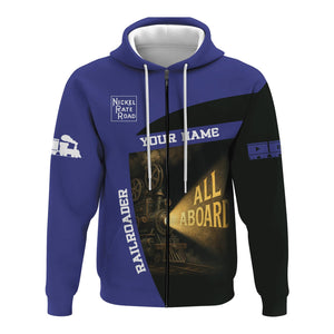 Railspirit Personalized New York, Chicago and St. Louis Railroad Hoodie All Aboard Steam Train Movie Projector Style Nickel Plate Road Zip Up Hoodie