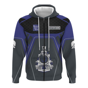 Railspirit Personalized New York, Chicago and St. Louis Railroad Hoodie Steam Locomotive Engine Graphic Nickel Plate Road Train Zip Up Hoodie