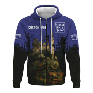 Railspirit Personalized New York, Chicago and St. Louis Railroad Hoodie Vintage Train Art Style Nickel Plate Road Zip Up Hoodie For Locomotive Fans