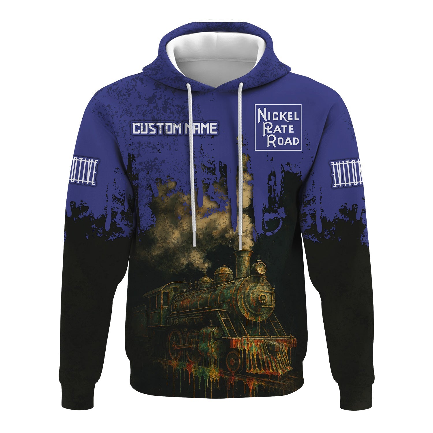 Railspirit Personalized New York, Chicago and St. Louis Railroad Hoodie Vintage Train Art Style Nickel Plate Road Zip Up Hoodie For Locomotive Fans