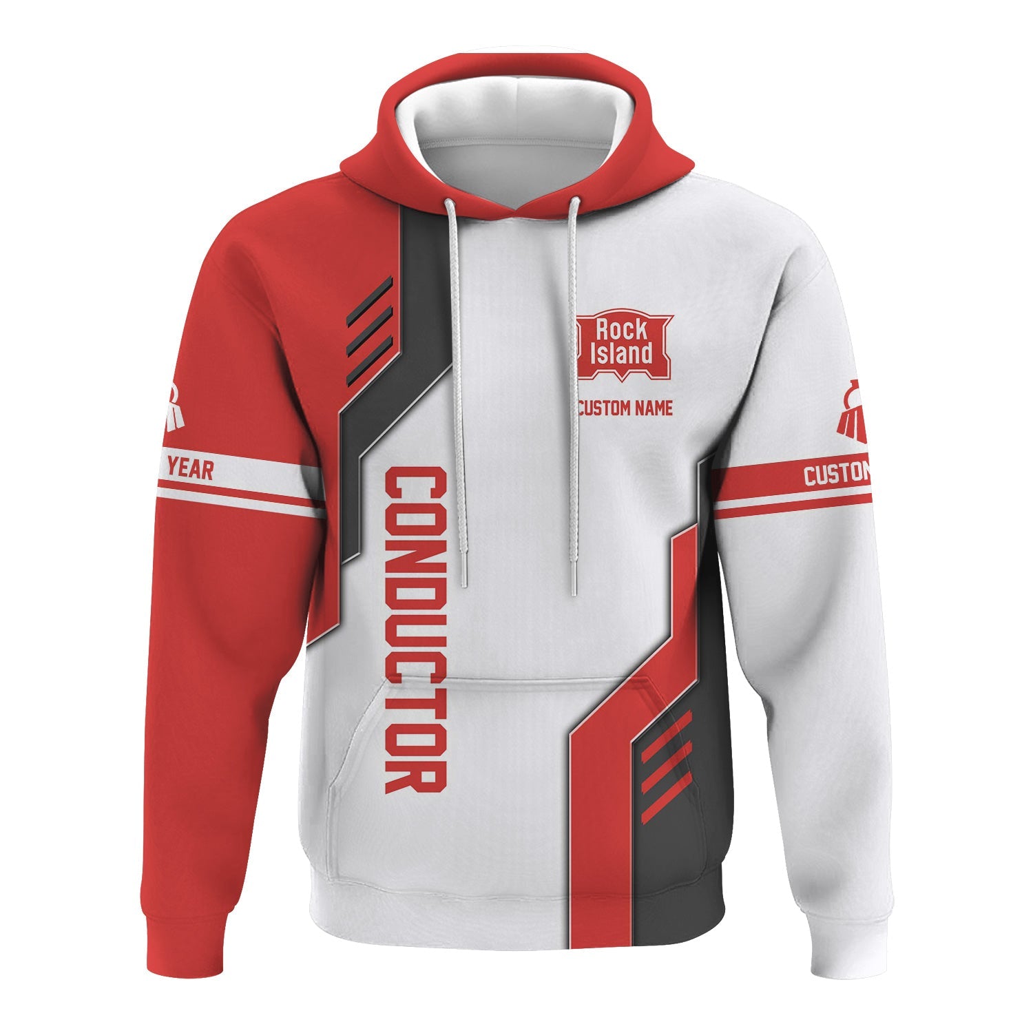 Railspirit Personalized Chicago, Rock Island and Pacific Railroad Hoodie Railway Style with Custom Job Rock Island Railroad Train Zip Up Hoodie