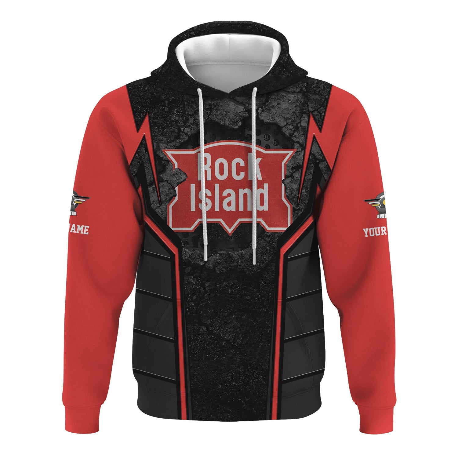 Railspirit Personalized Chicago, Rock Island and Pacific Railroad Hoodie Cracked Metal Design Rock Island Railroad Train Zip Up Hoodie