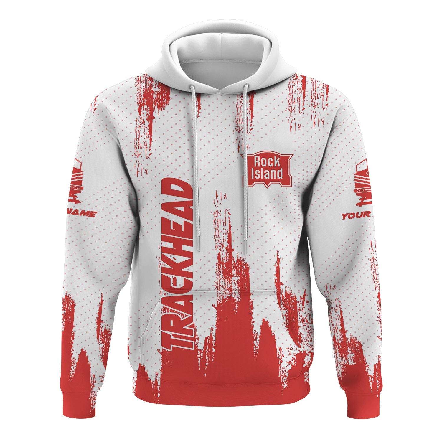 Railspirit Personalized Chicago, Rock Island and Pacific Railroad Hoodie Paint Impact Design Rock Island Railroad Train Zip Up Hoodie for Trackhead