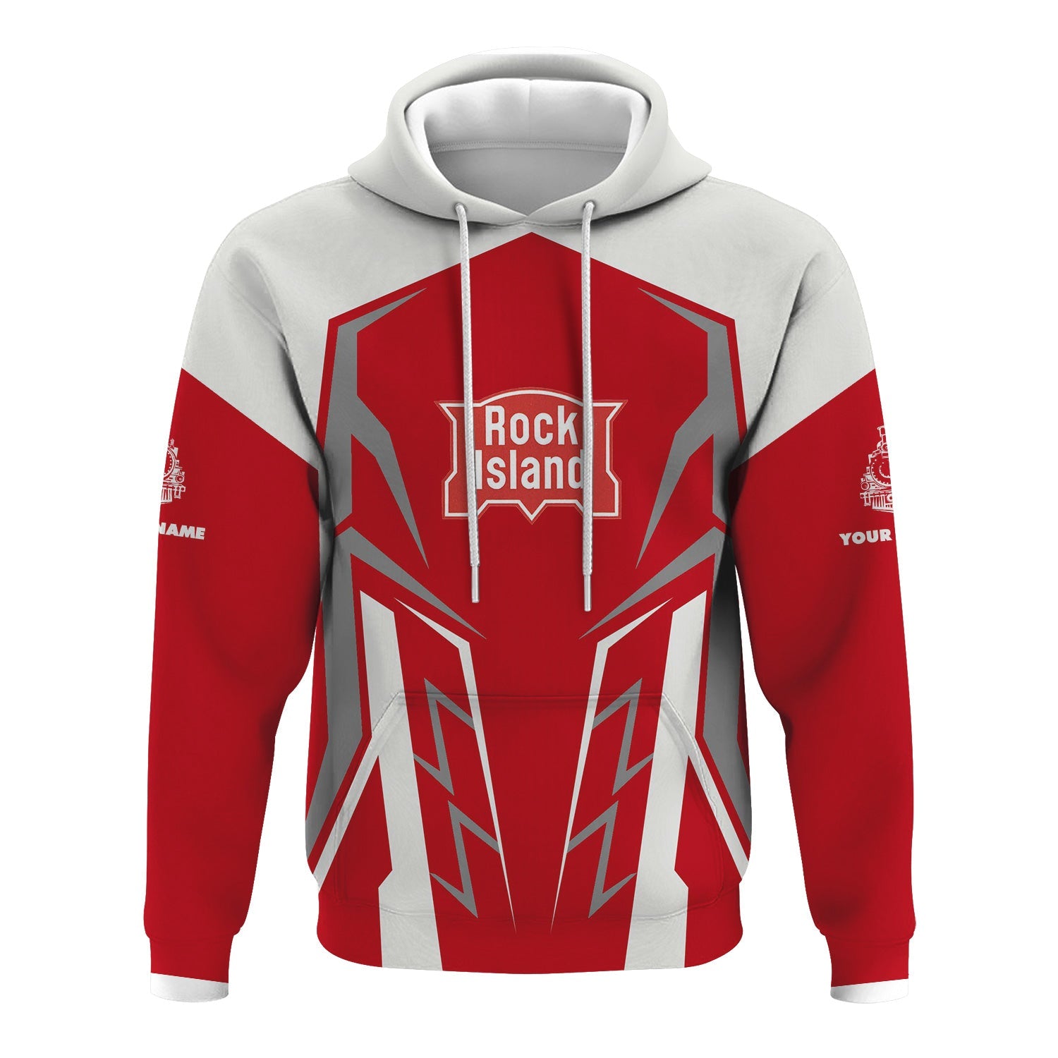 Railspirit Personalized Chicago, Rock Island and Pacific Railroad Hoodie Futuristic Design with Custom Job Rock Island Railroad Train Zip Up Hoodie