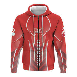 Railspirit Personalized Chicago, Rock Island and Pacific Railroad Hoodie Striking Line Rock Island Railroad Train Zip Up Hoodie For Locomotive Lovers