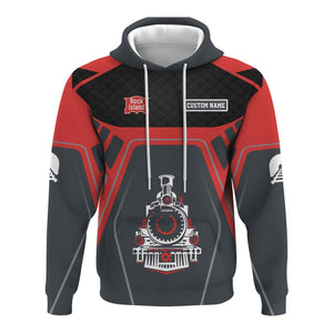 Railspirit Personalized Chicago, Rock Island and Pacific Railroad Hoodie Steam Locomotive Engine Graphic Rock Island Railroad Train Zip Up Hoodie