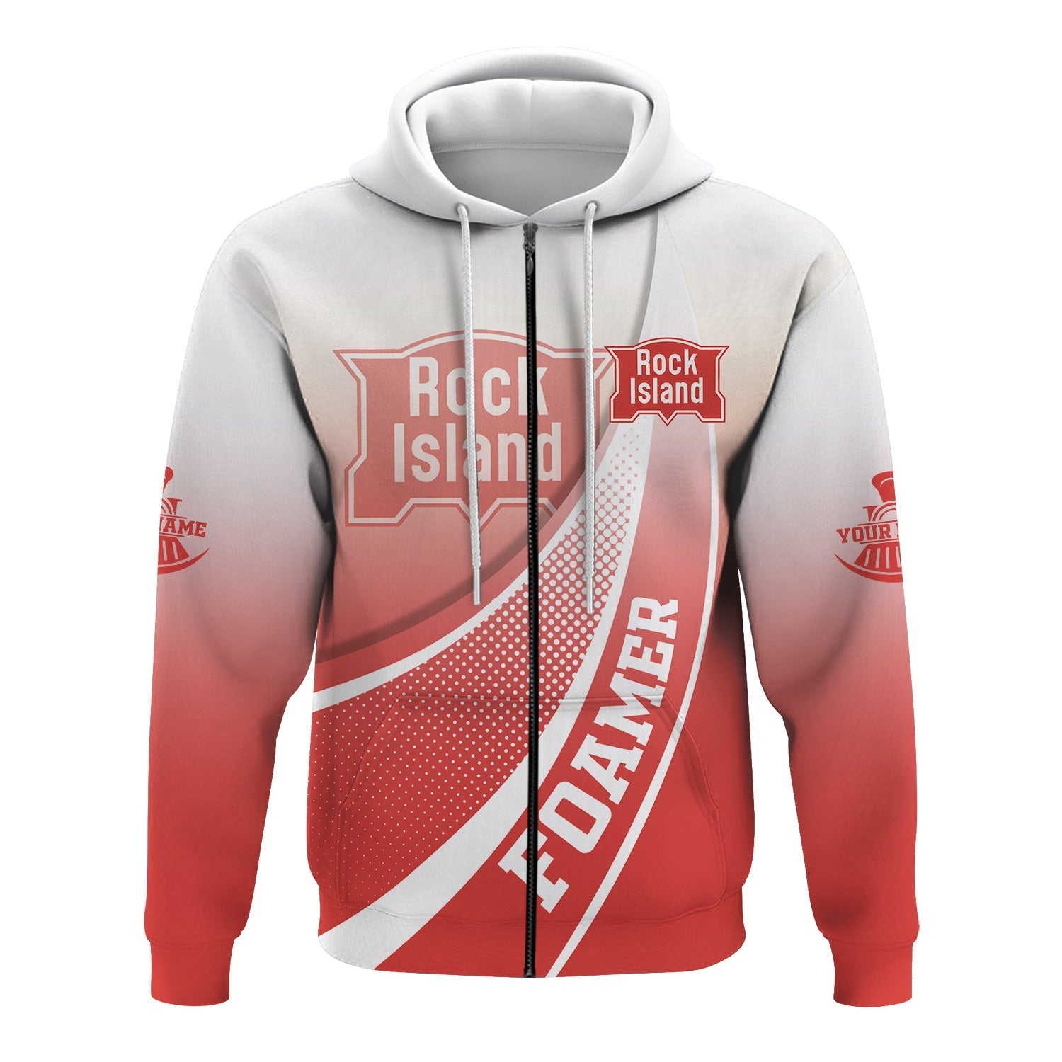 Railspirit Personalized Chicago, Rock Island and Pacific Railroad Hoodie Railway-Themed Style Rock Island Railroad Zip Up Hoodie