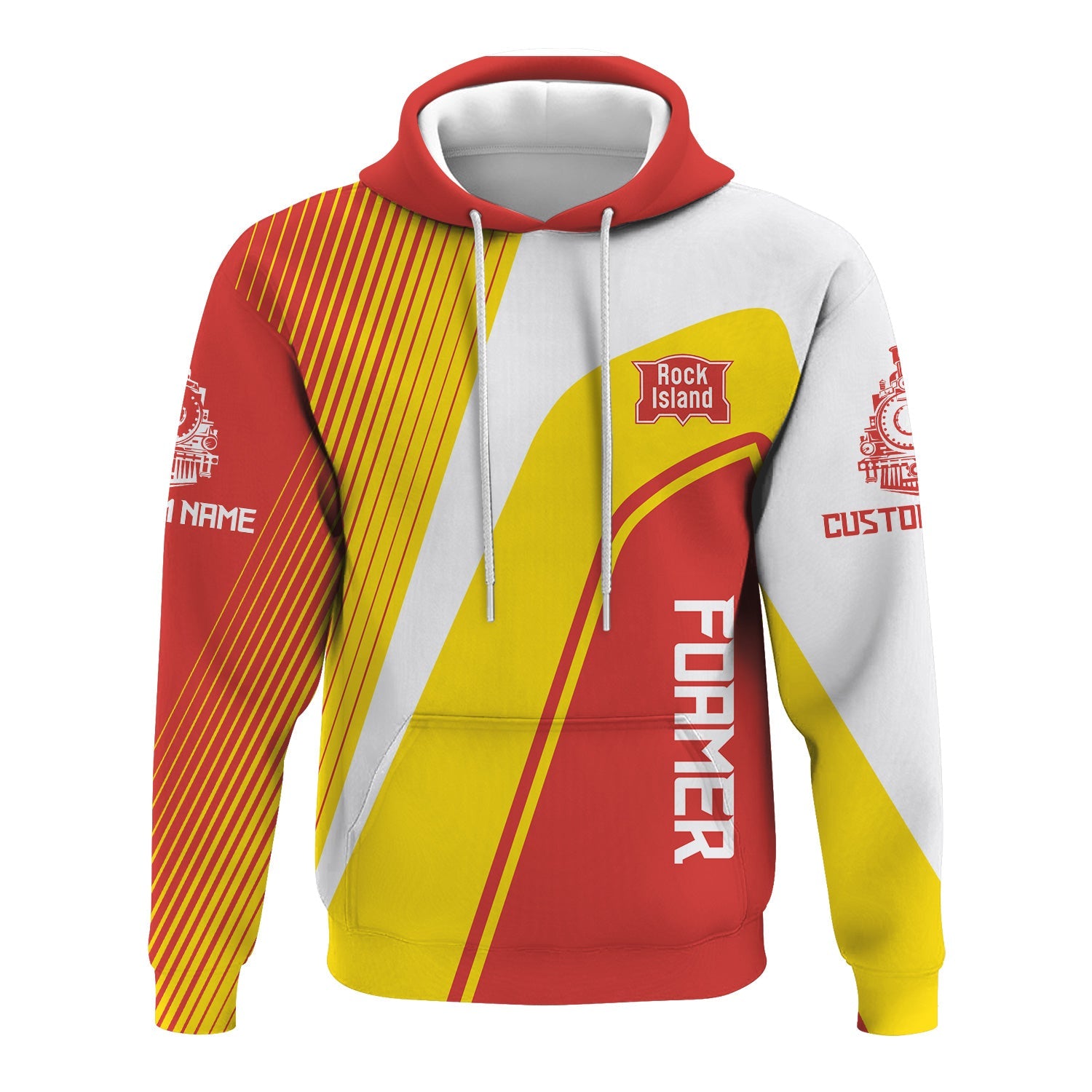 Railspirit Personalized Chicago, Rock Island and Pacific Railroad Hoodie Vibrant Striking Style Rock Island Railroad Zip Up Hoodie