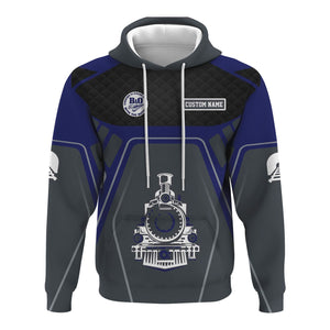 Railspirit Personalized B&O Great States Railroad Hoodie Steam Locomotive Engine Graphic Train Zip Up Hoodie All Over Print