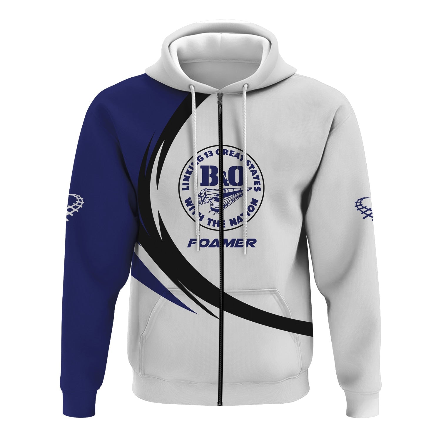 Railspirit Personalized B&O Great States Railroad Hoodie Unique Graphic Style Zip Up Hoodie For Train Enthusiasts
