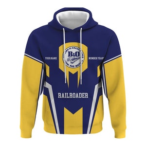 Railspirit Personalized B&O Great States Railroad Hoodie Custom Year Railroader Zip Up Hoodie Gift Idea For Train Lover