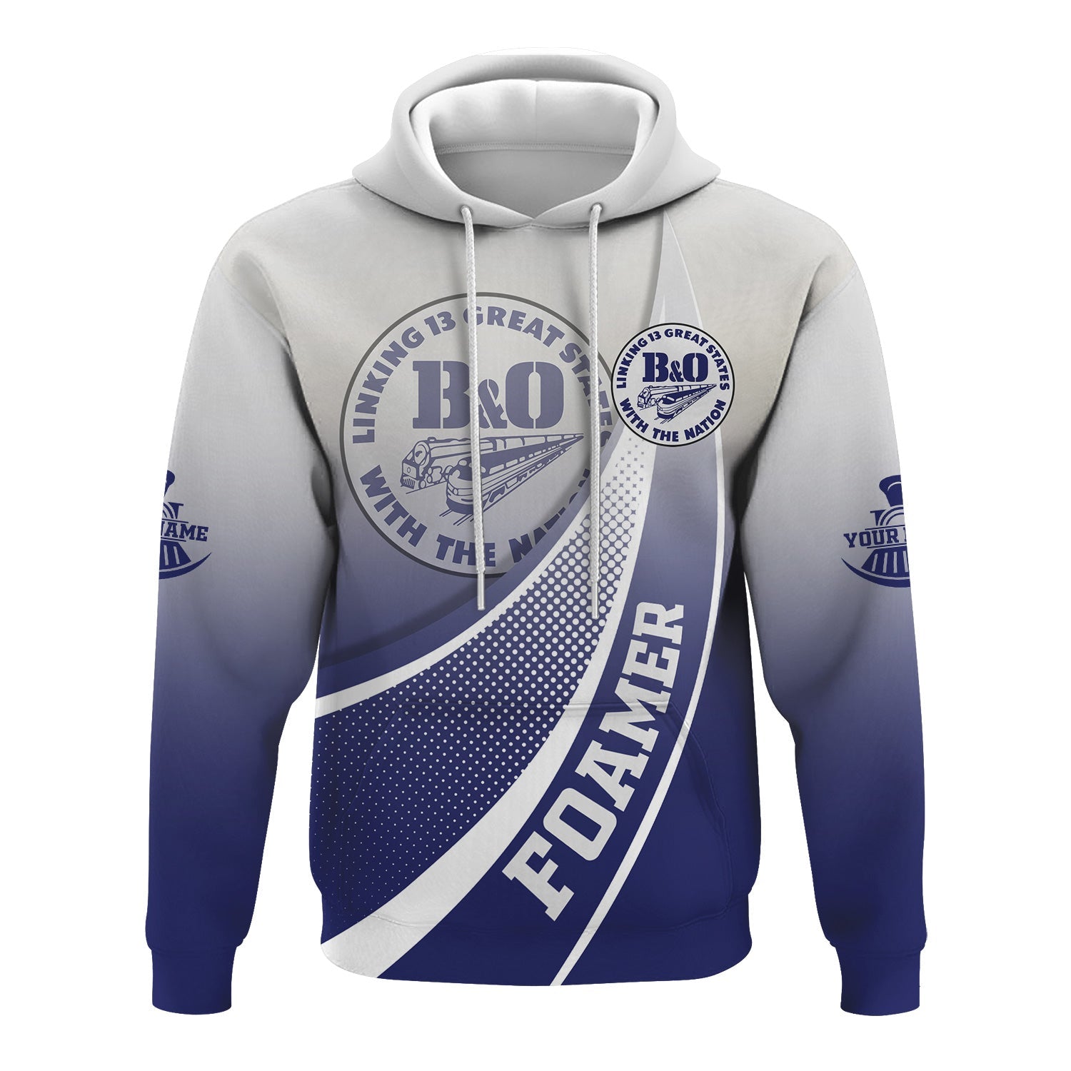 Railspirit Personalized B&O Great States Railroad Hoodie Railway-Themed Style Zip Up Hoodie Gift Idea For Trainspotter