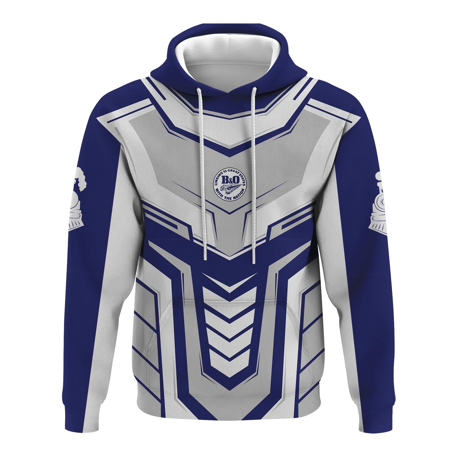 Railspirit Personalized B&O Great States Railroad Hoodie Armor-Inspired Design Train Zip Up Hoodie All Over Print