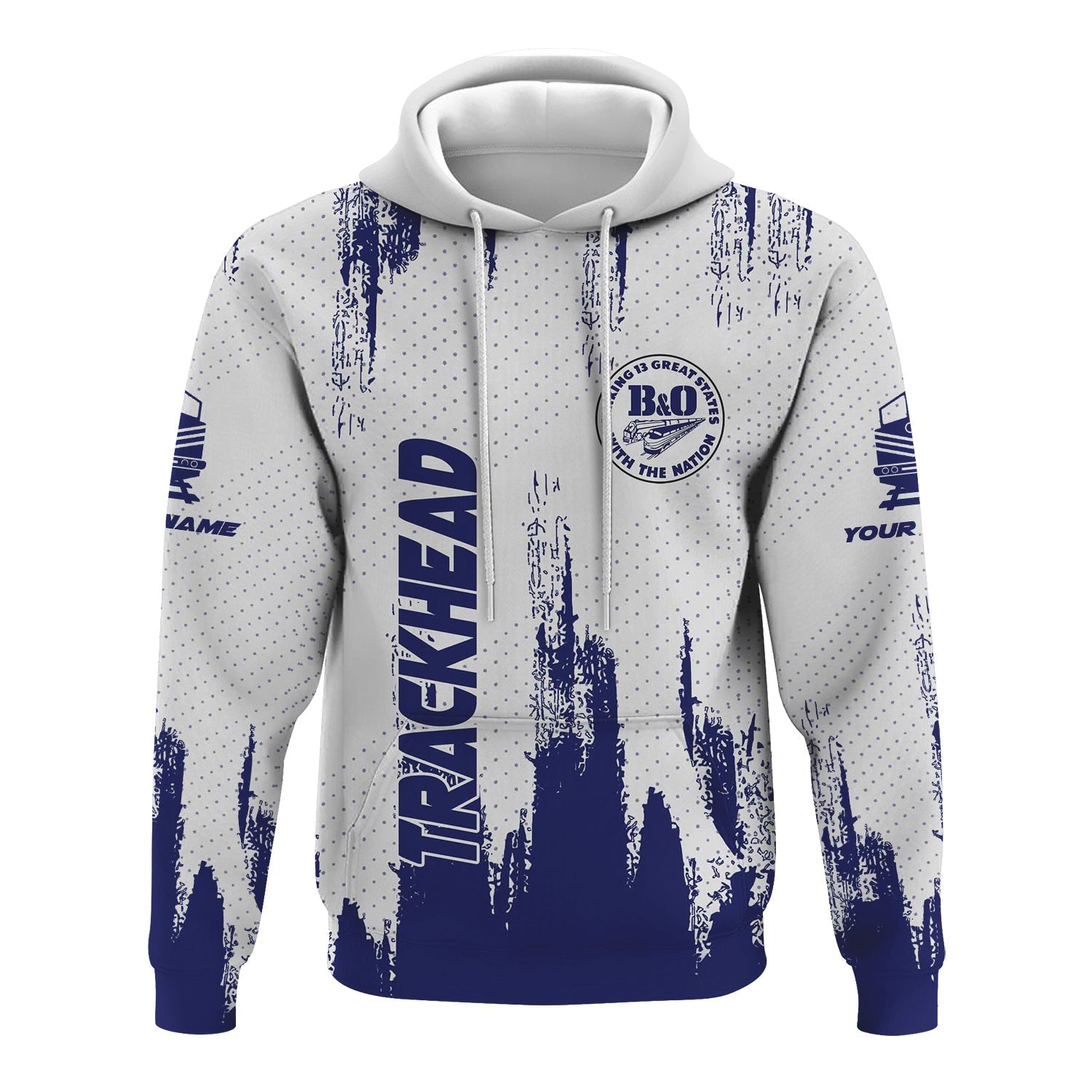 Railspirit Personalized B&O Great States Railroad Hoodie Paint Impact Design Train Zip Up Hoodie for Trackhead