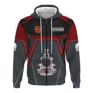 Railspirit Personalized Duluth, Missabe, & Iron Range Railroad Hoodie Steam Locomotive Engine Graphic Train Zip Up Hoodie All Over Print