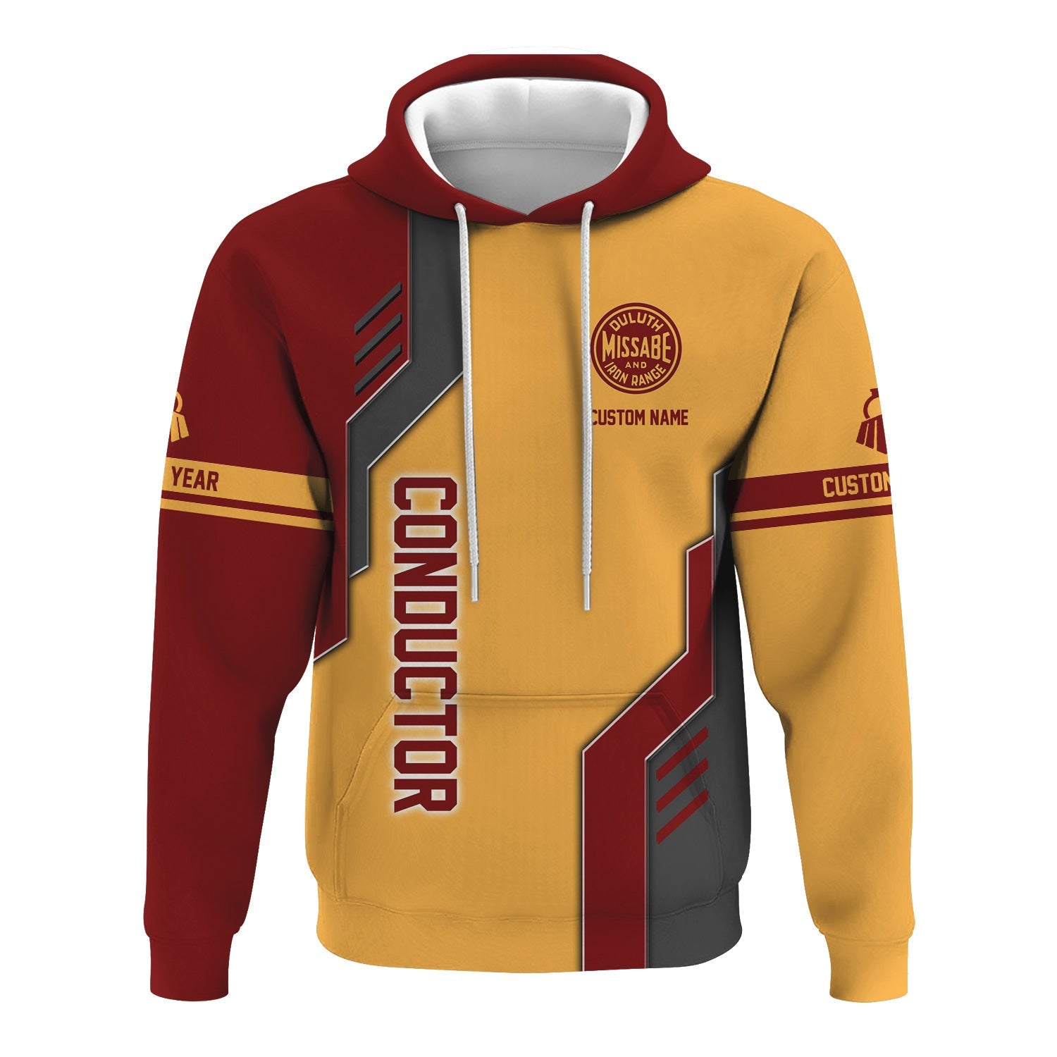 Railspirit Personalized Duluth, Missabe, & Iron Range Railroad Hoodie Unique Railway Style with Custom Job Train Zip Up Hoodie
