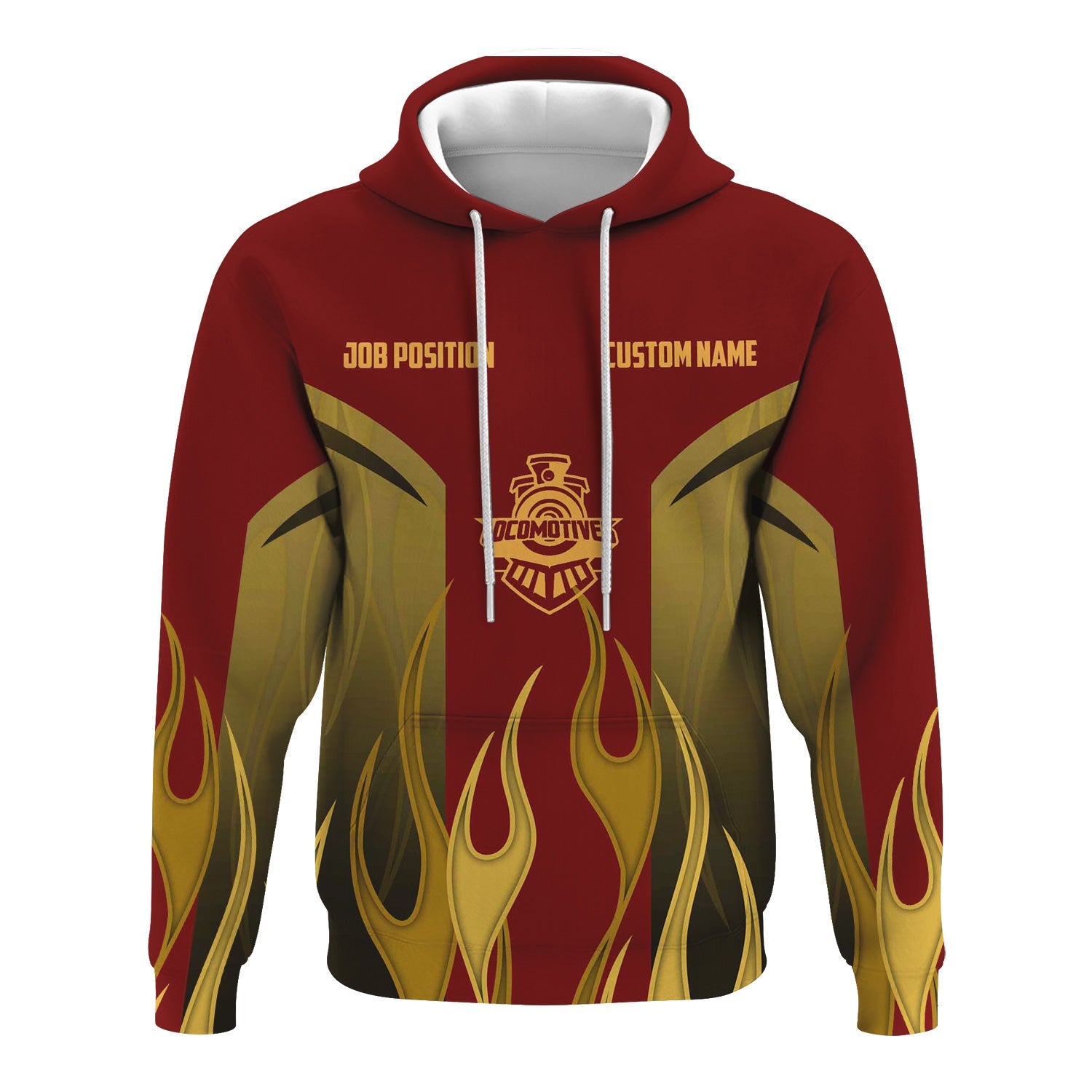 Railspirit Custom Name and Job Title Duluth, Missabe, & Iron Range Railroad Hoodie Flame Graphic Train Zip Up Hoodie