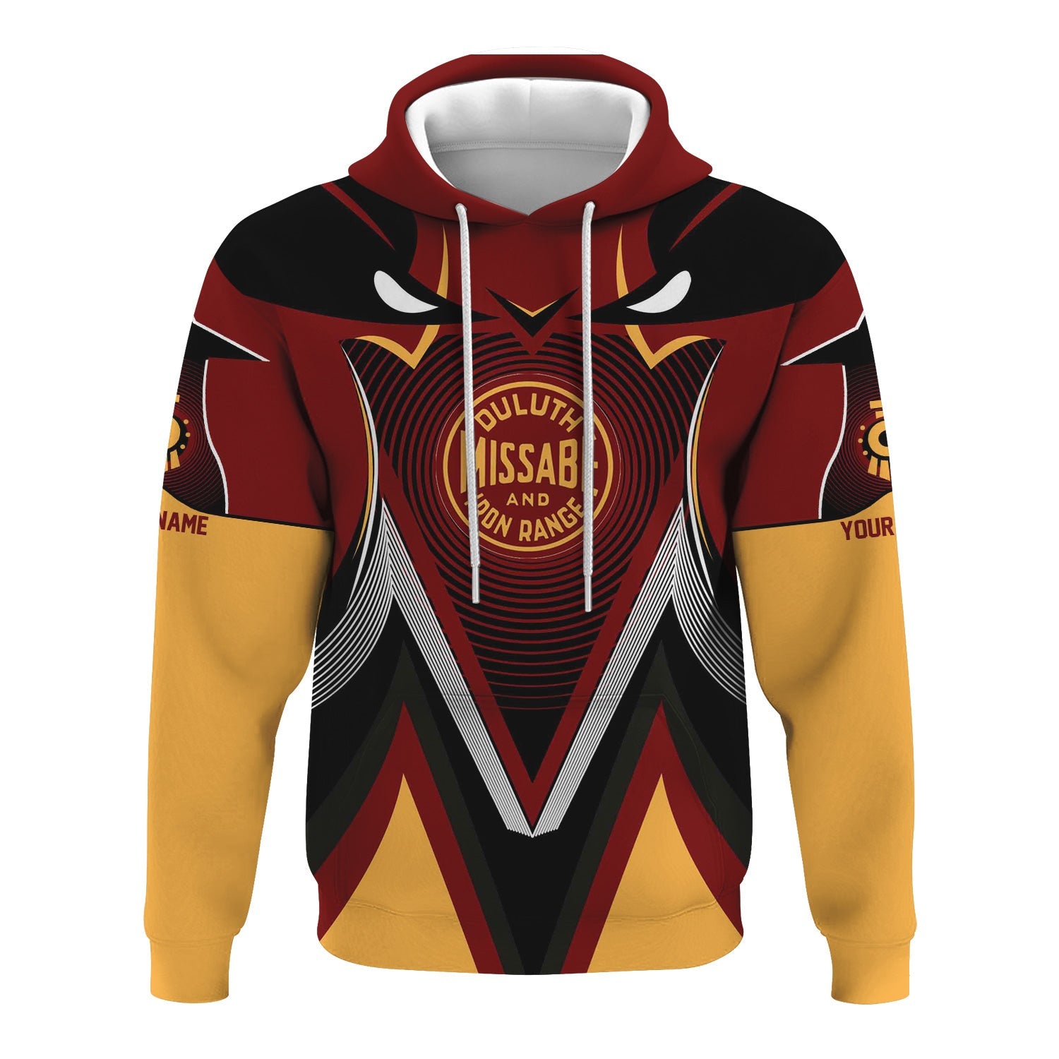 Railspirit Personalized Duluth, Missabe, & Iron Range Railroad Hoodie Vibrant Graphic Pattern Zip Up Hoodie For Train Enthusiasts