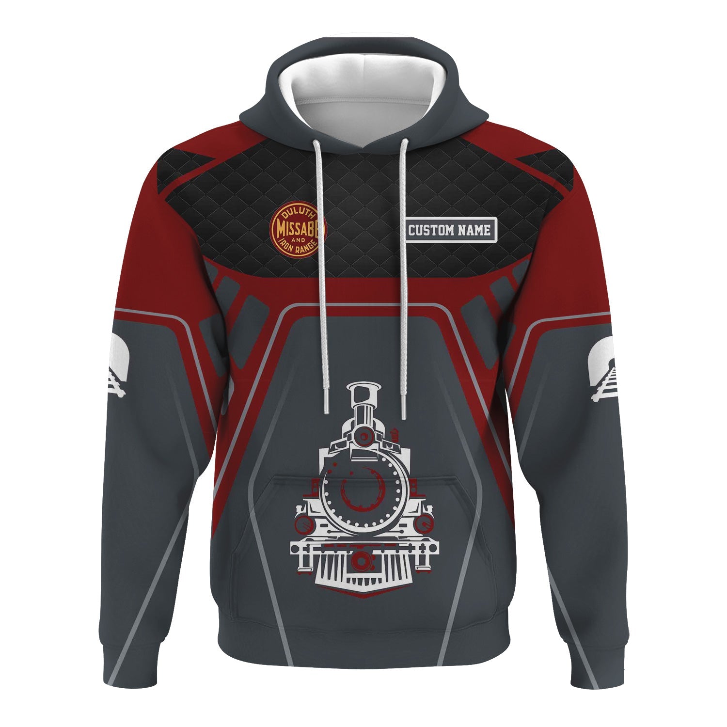 Railspirit Personalized Duluth, Missabe, & Iron Range Railroad Hoodie Steam Locomotive Engine Graphic Train Zip Up Hoodie All Over Print