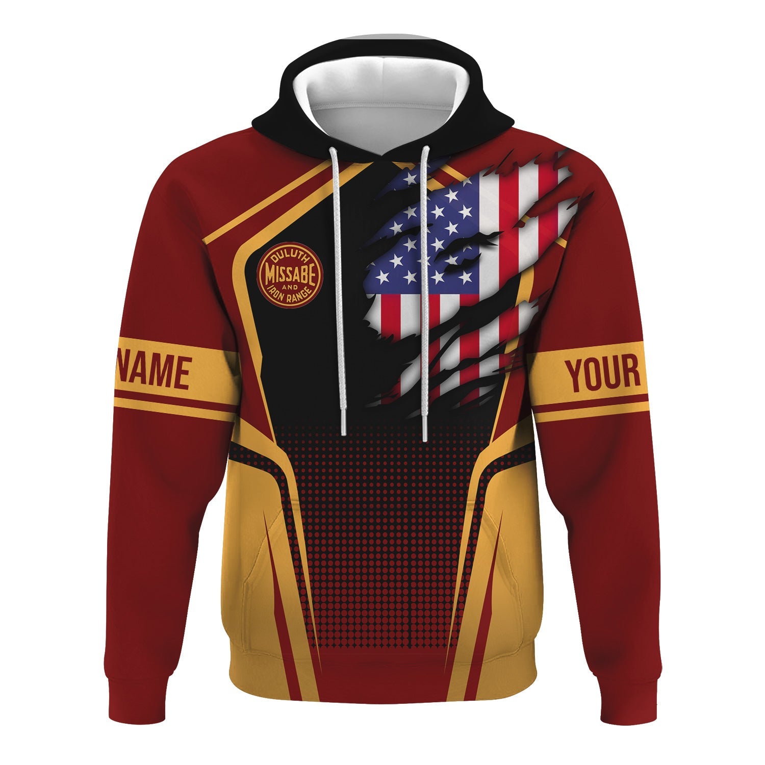 Railspirit Personalized Duluth, Missabe, & Iron Range Railroad Hoodie American Eagle Vintage Train Zip Up Hoodie