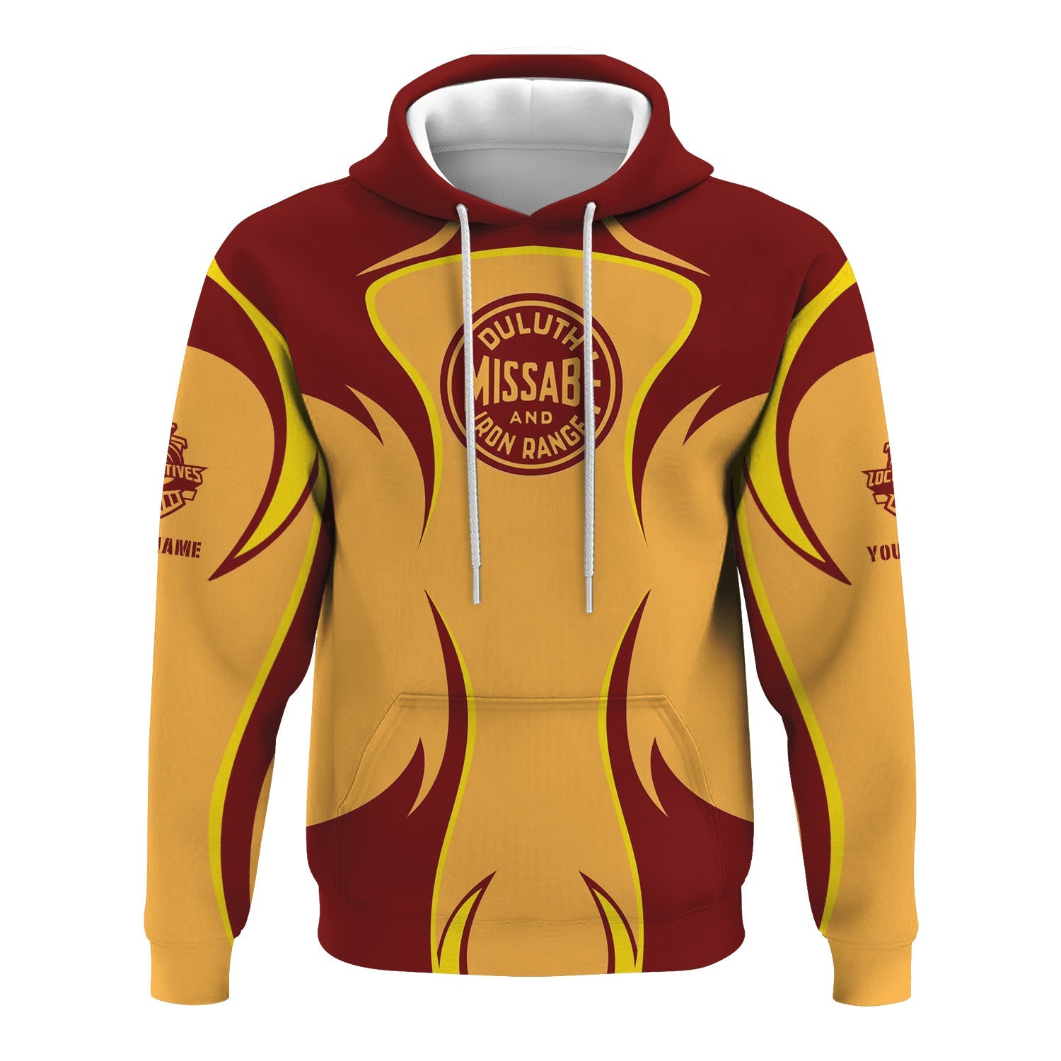 Railspirit Personalized Duluth, Missabe, & Iron Range Railroad Hoodie Distinctive Flame Style Zip Up Hoodie For Steam Engine Addict
